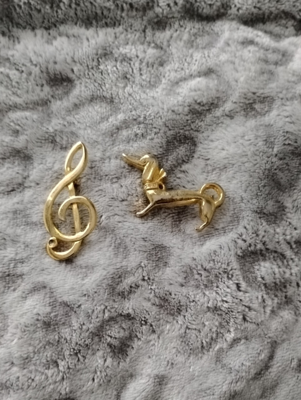 Gold Treble Clef and Dachshund Charms